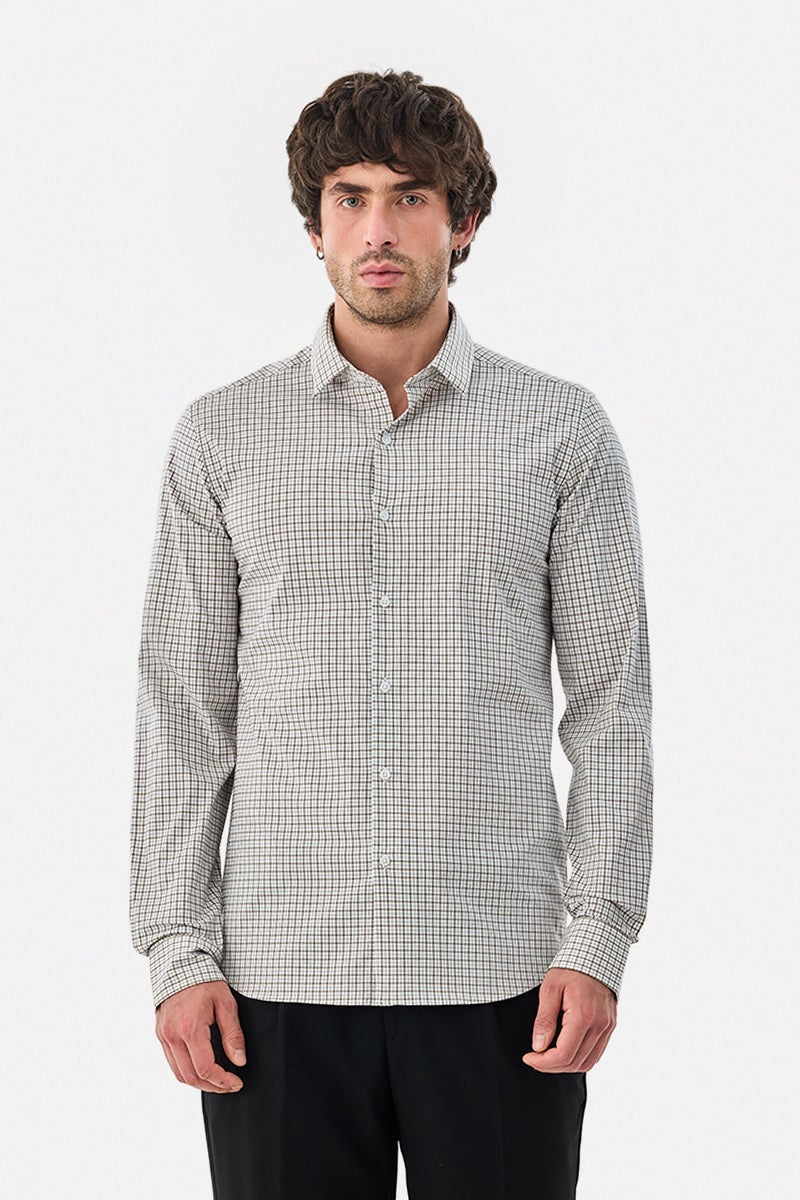 SNITCH Slim Fit Stretch Micro Checks Shirt - Image 1