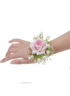 Corsage Wristlet For Bridesmaid Rose Hand Flower For Prom Wedding Decor Pink Flower Wrist Corsage Bracelets For Wedding Accessories For Flowergirl