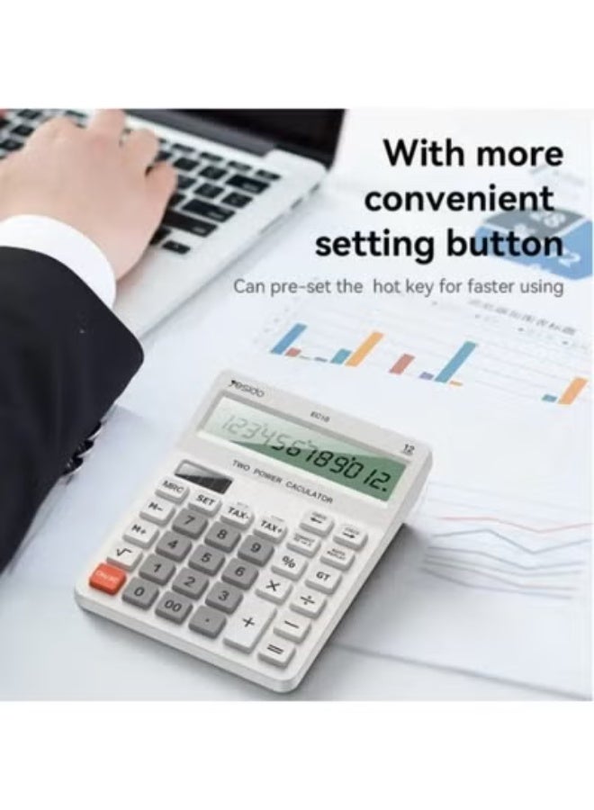 يسيدو آلة حاسبة مكتبية YESIDO EC10 بشاشة 12 رقم – طاقة شمسية وبطارية، تصميم متين للمكتب والمدرسة - Image 2