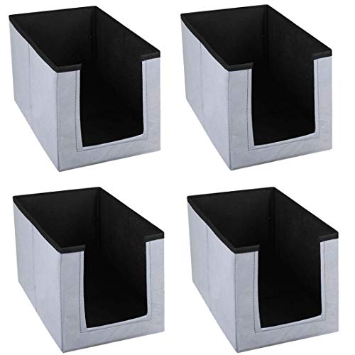 UNICRAFTS Multipurporse Storage Box/Closet Organizer/Shirt Stacker/Wardrobe Organizer/Shirt Cover/Large Saree Cover/Garment Cover Combo (Pack of 4Pieces,Grey-Black) - Image 1