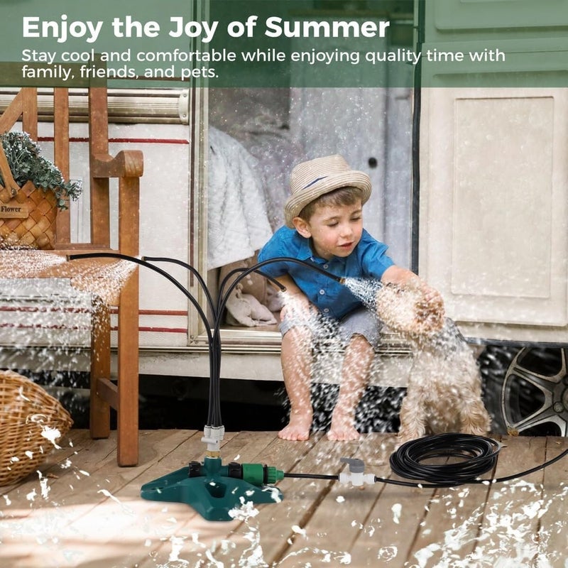 Standing Water Mister, Misting Cooling System for Outdoor Backyard Patio Beach with 26.2Ft Misting Line and 4 Flexible Nozzles, Garden Mister, Water Mist Sprinkler - Image 2