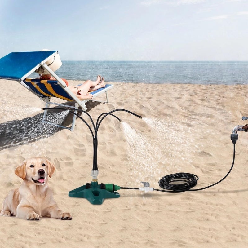 Standing Water Mister, Misting Cooling System for Outdoor Backyard Patio Beach with 26.2Ft Misting Line and 4 Flexible Nozzles, Garden Mister, Water Mist Sprinkler - Image 1