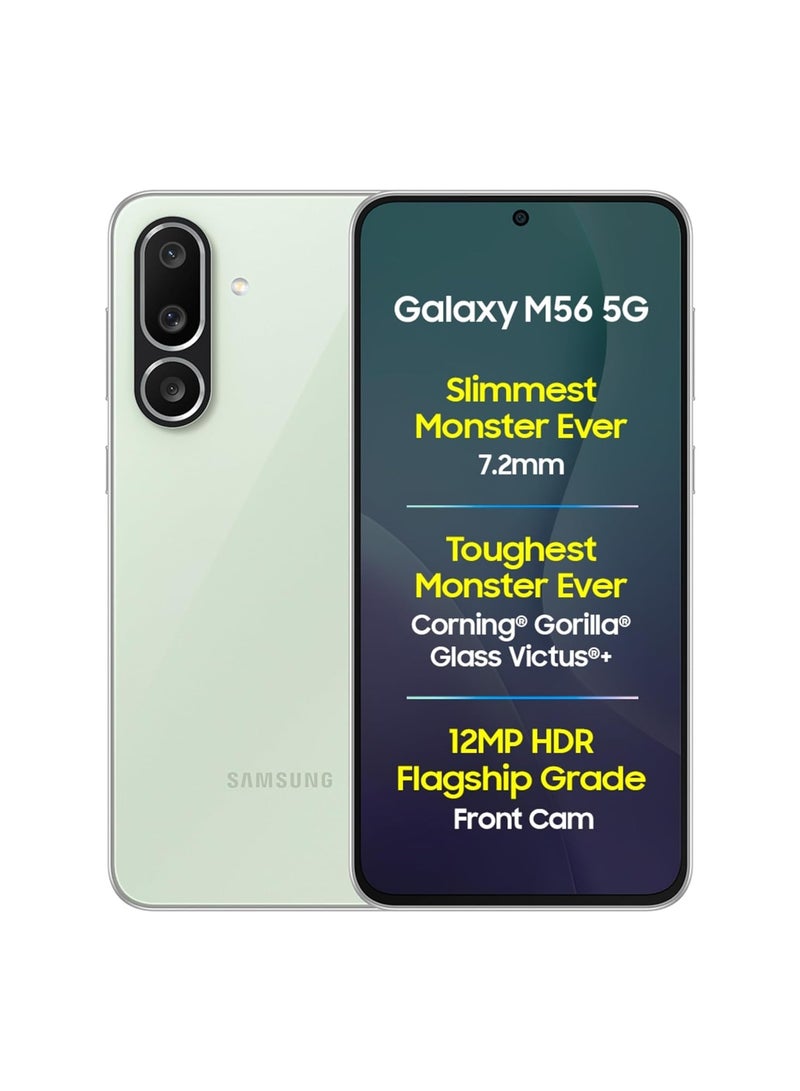 Samsung Galaxy M56 5G Mobile (Light Green,8GB RAM,256GB Storage)| Segment's Slimmest|Gorilla Glass Victus+| 10 Bit HDR Video| 50MP Camera| AI | Vapour Cooling Chamber| Lag-free Gaming - Image 1