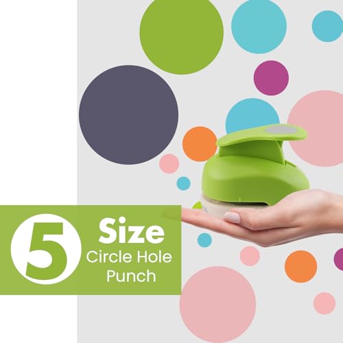 LOONENG 3/8inch, 5/8inch, 1inch, 1.5inch, 2inch Circle Punch Set, 5 Different Size Circle Hole Punch for Scrapbooking, Card Making, DIY Photo Albums, Gift Tags, Homemade Confetti - Image 2