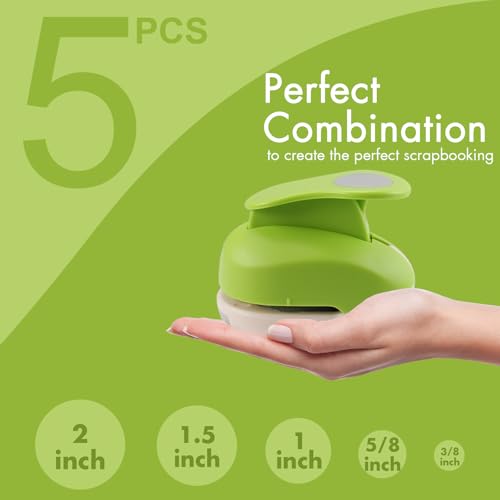 LOONENG 3/8inch, 5/8inch, 1inch, 1.5inch, 2inch Circle Punch Set, 5 Different Size Circle Hole Punch for Scrapbooking, Card Making, DIY Photo Albums, Gift Tags, Homemade Confetti - Image 3
