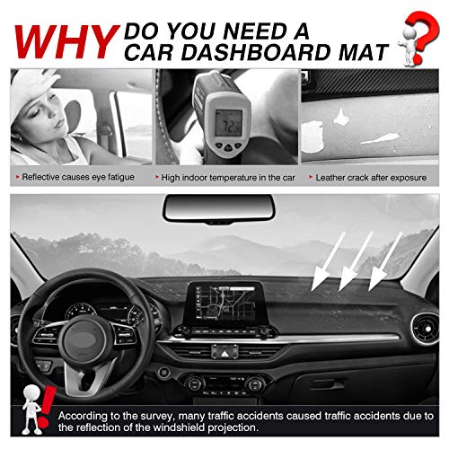 Autorder Dashboard Cover Mat for 2019-2023 2024 Kia Forte Accessories Dash Cover Flannel Dash Mat Sunshade Glare UV Rays Protector - Image 3