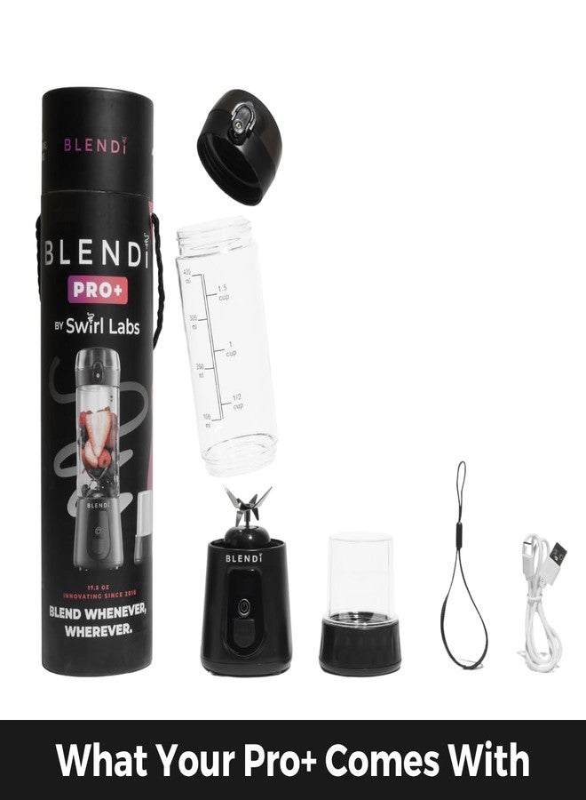 BLENDi Pro+ Portable Blender (17.5oz, Black) - Upgraded Ice Crushing 120W Motor, USB-C Rechargeable, Cordless Personal Blender Smoothies & Shakes - BPA-Free, ravel-Friendly (NEW) - Image 3