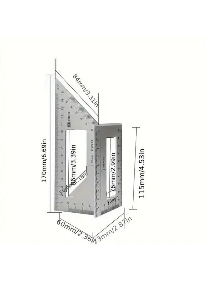 Silvery Cube Multi Functional Square Scribing Ruler Dual Scale Measurement Woodworking Tool - Image 5