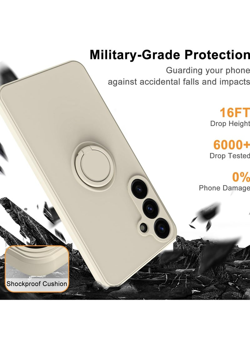 Case Cover for Samsung Galaxy A35 5G  Liquid Silicone Flexible Edges Anti-scratch and Shockproof Circular Ring Support Car Magnets White - Image 3