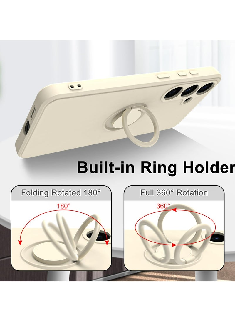 Case Cover for Samsung Galaxy A35 5G  Liquid Silicone Flexible Edges Anti-scratch and Shockproof Circular Ring Support Car Magnets White - Image 5