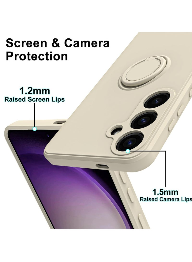 Case Cover for Samsung Galaxy A35 5G  Liquid Silicone Flexible Edges Anti-scratch and Shockproof Circular Ring Support Car Magnets White - Image 4