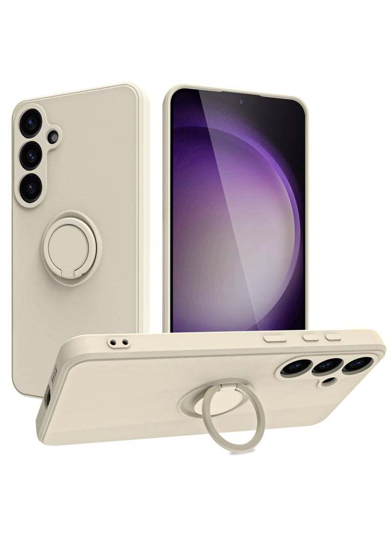 Case Cover for Samsung Galaxy A35 5G  Liquid Silicone Flexible Edges Anti-scratch and Shockproof Circular Ring Support Car Magnets White - Image 1