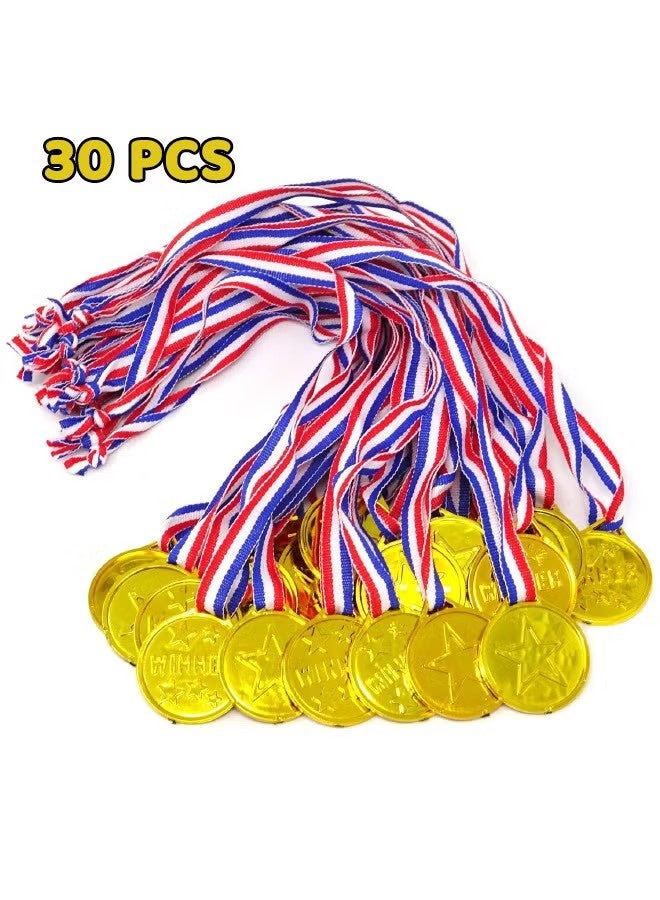 واي جيه 30 قطعة من الأطفال الفائزين بميداليات، ميداليات بلاستيكية ميداليات ذهبية بالشريط، ميداليات اليوم الرياضي لأوسمة الحفل للأطفال، جوائز المنافسة الرياضية - Image 1