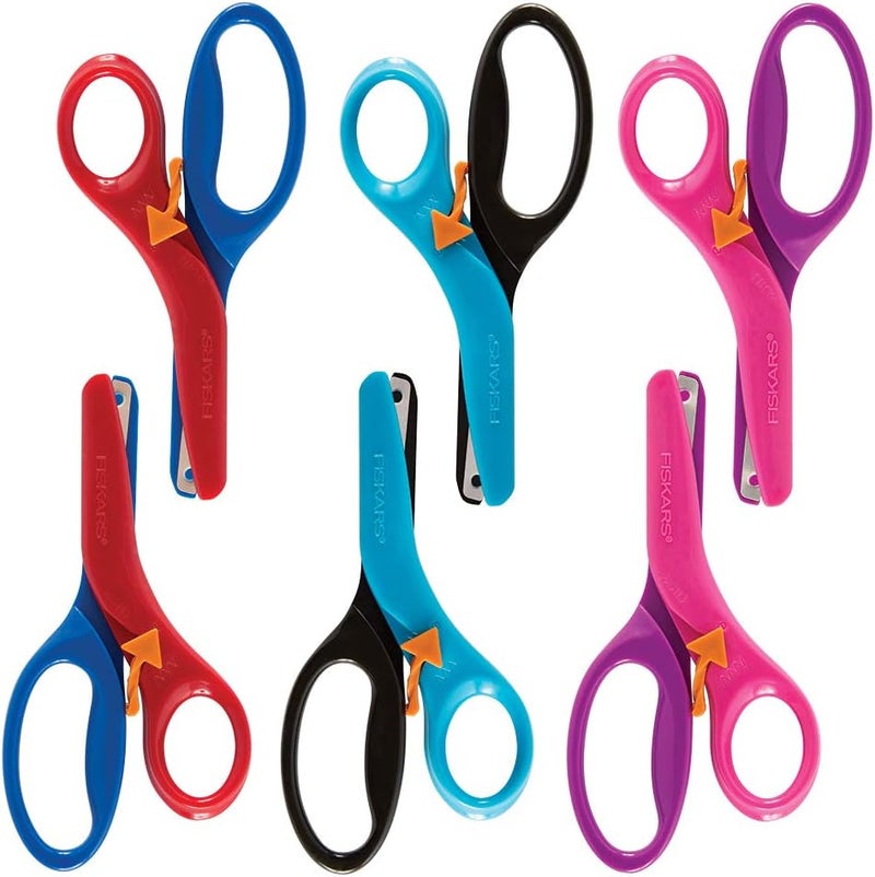 Fiskars Training Scissors for Preschoolers Ages 3 6Pack Small Kids Safety Scissors with Training Lever Easy to Use Preschooler Art Supplies Back to School Supplies - Image 1