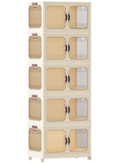 MOMENT 5 Layer Storage Cabinet With Doors, Stackable Plastic Storage Bins With Lid And Wheels, Durable And Spacious Multi-Purpose Cabinet For Home, Office, Or Kitchen (White, 53X32X144Cm)  - Image 1