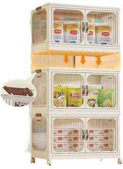 MOMENT 5 Layer Storage Cabinet With Doors, Stackable Plastic Storage Bins With Lid And Wheels, Durable And Spacious Multi-Purpose Cabinet For Home, Office, Or Kitchen (White, 53X32X144Cm)  - Image 4