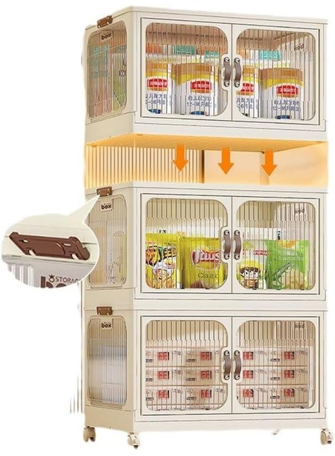 MOMENT 5 Layer Storage Cabinet With Doors, Stackable Plastic Storage Bins With Lid And Wheels, Durable And Spacious Multi-Purpose Cabinet For Home, Office, Or Kitchen (White, 53X32X144Cm) - Image 4