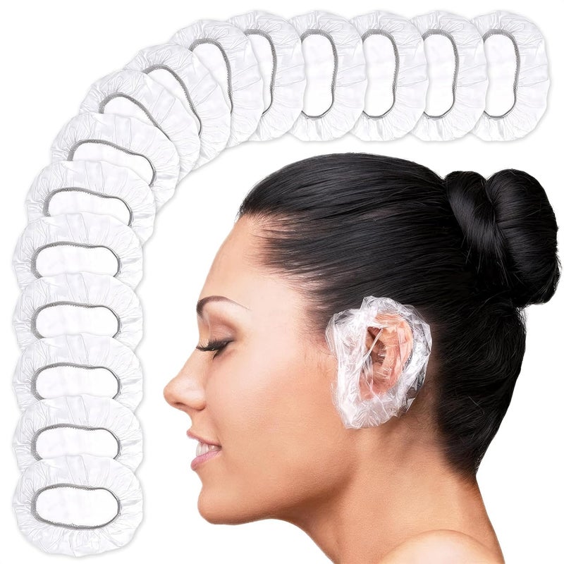 KETAR 200 Pcs Ear Covers for Shower â€“ Disposable Ear Covers for Hair Dye â€“ Waterproof, Lightweight, Durable Plastic | Comfortable to Wear, Easy to Stretch, Suitable for Adults at Home, Spa, Travel, Hotel - Image 1