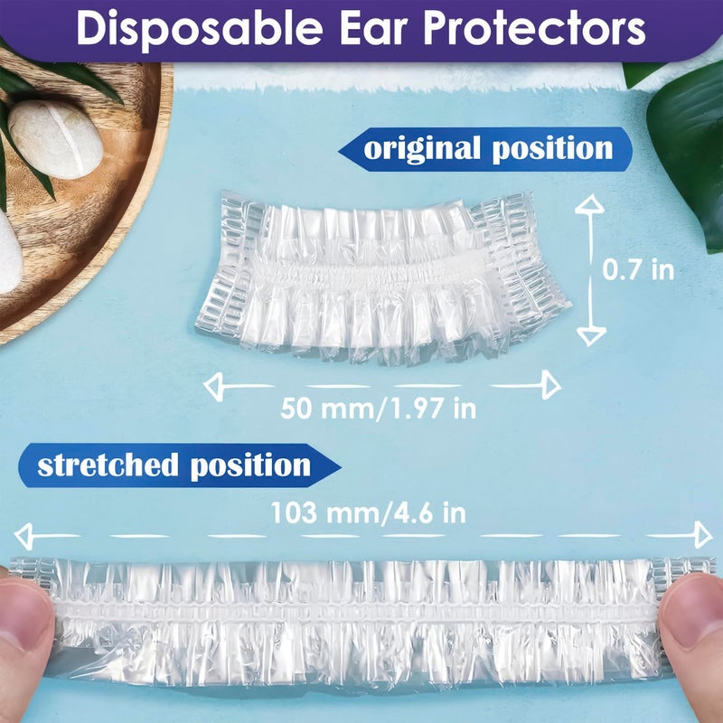 KETAR 200 Pcs Ear Covers for Shower â€“ Disposable Ear Covers for Hair Dye â€“ Waterproof, Lightweight, Durable Plastic | Comfortable to Wear, Easy to Stretch, Suitable for Adults at Home, Spa, Travel, Hotel - Image 2