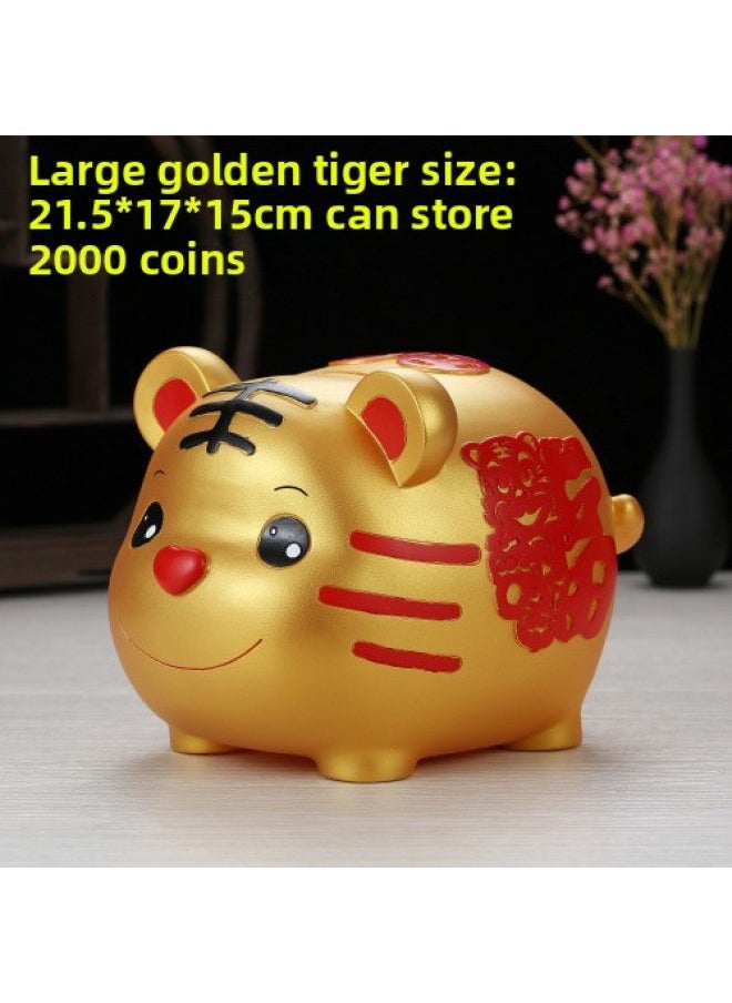 Cartoon Year Of The Tiger Zodiac Tiger Piggy Bank Piggy Bank Large Size Can't Enter Children's Birthday Gift Piggy Bank-Color:Lucky Tiger Red Large—available  - Image 1
