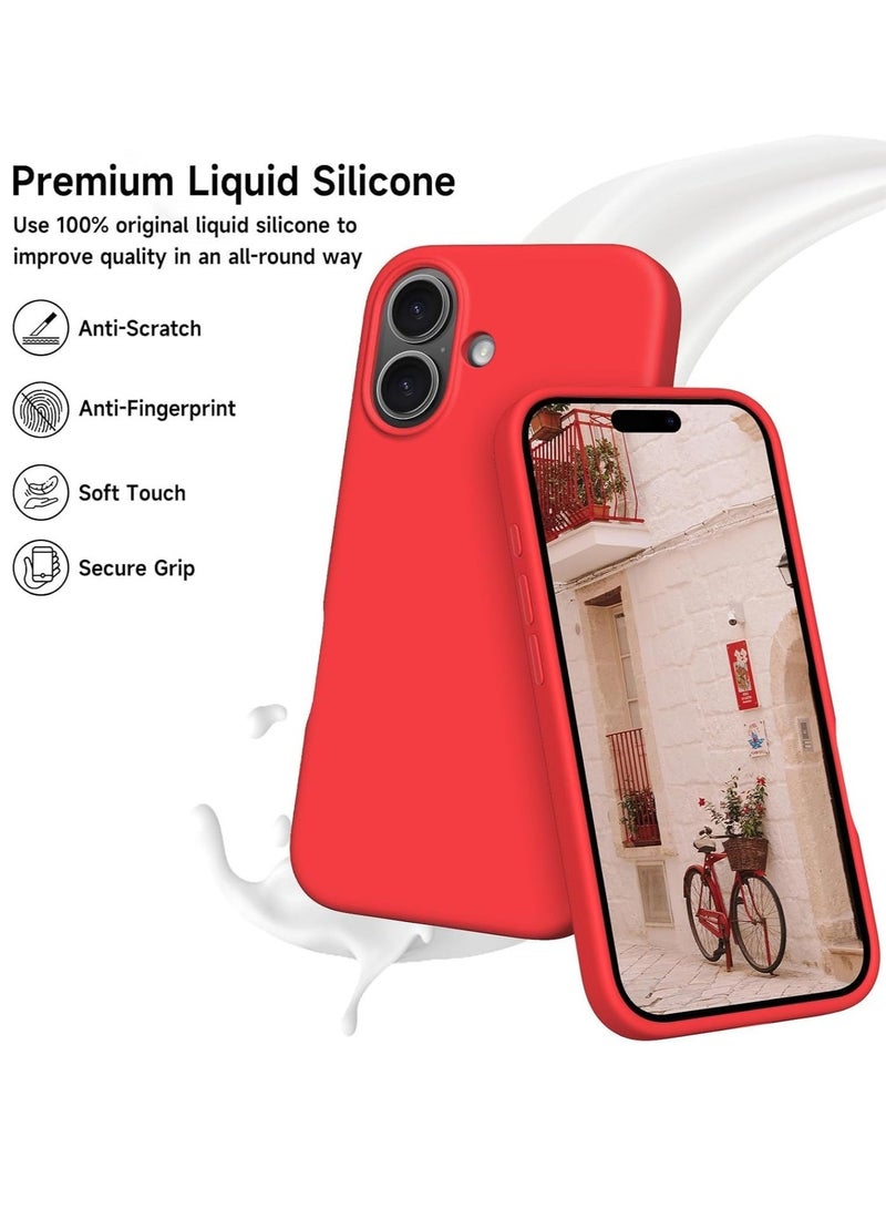 راكسوم جراب متوافق مع آيفون 16 بلس - غطاء سيليكون سائل ناعم مقاوم للصدمات مع بطانة من الألياف الدقيقة - حماية كاملة للجسم وحماية للكاميرا - 6.7 بوصة (أحمر، آيفون 16 بلس) - Image 4