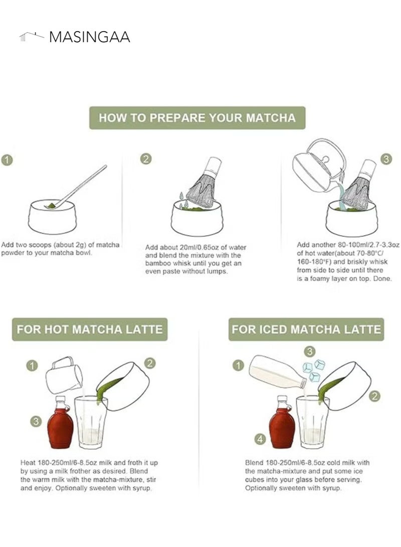 MASINGAA 8-Piece Matcha Tea Set Includes Matcha Bowl Bamboo Whisk Scoop Whisk Holder Stainless Steel Sifter and Complete Tea Making Kit Perfect Set to a Traditional of Matcha（Light Green） - Image 2
