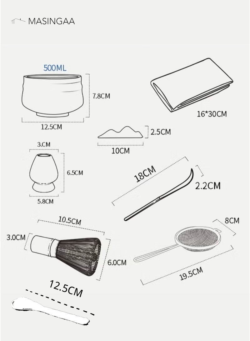 MASINGAA 8-Piece Matcha Tea Set Includes Matcha Bowl Bamboo Whisk Scoop Whisk Holder Stainless Steel Sifter and Complete Tea Making Kit Perfect Set to a Traditional of Matcha（Light Green） - Image 3