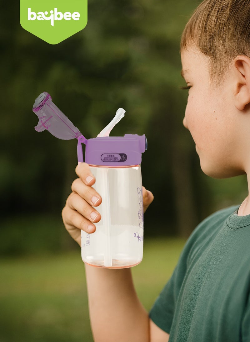 BAYBEE 500 ML Baby Sipper Bottle for Kids | Leak Proof Kids Sipper Bottle with Silicone Straw & Carry Handle | BPA Free & Non Toxic Baby Water Bottle for Kids | Baby Sippy Cups for Toddlers 6+ Months Purple - Image 2