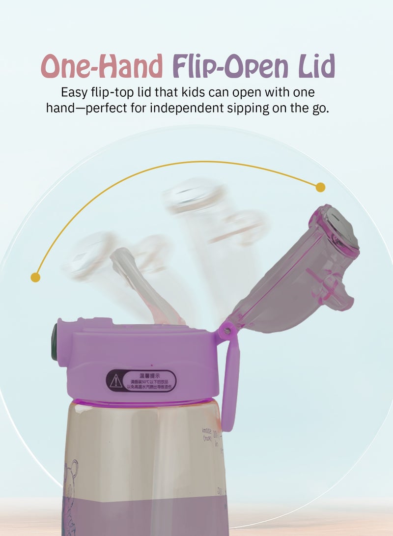 BAYBEE 500 ML Baby Sipper Bottle for Kids | Leak Proof Kids Sipper Bottle with Silicone Straw & Carry Handle | BPA Free & Non Toxic Baby Water Bottle for Kids | Baby Sippy Cups for Toddlers 6+ Months Purple - Image 4