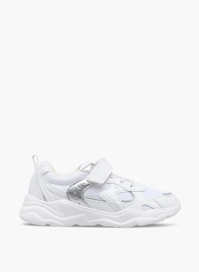 Girls Panelled Sneakers with Hook and Loop Closure