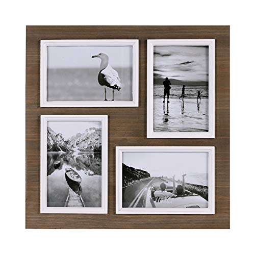 UMICAL 4x6 Picture Frames 4-Opening Solid Wood Collage Picture Frames Vintage Style Distressed Photo Frames with Real Glass for Table Top Stand or Wall Hanging - Image 1