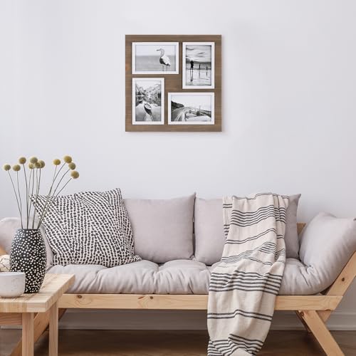 UMICAL 4x6 Picture Frames 4-Opening Solid Wood Collage Picture Frames Vintage Style Distressed Photo Frames with Real Glass for Table Top Stand or Wall Hanging - Image 2