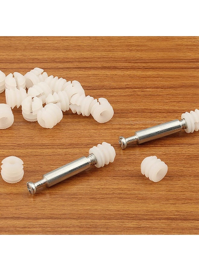 Rubik 20pcs Furniture Connector Cam Locks and Dowels Set, Assembly Screw Bolts Nut Hardware for Cabinets Closets Bed Fittings Connecting (Silver) - Image 2