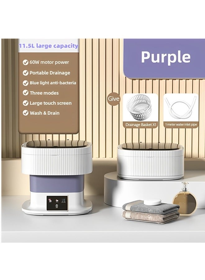 Beauenty Mini Washing Machine,Portable Washer with Dryer 11.5L Capacity,Small Foldable Washing Machine for Apartments,Dormitories,Hotels,Traveling & Camping(Purple) - Image 2