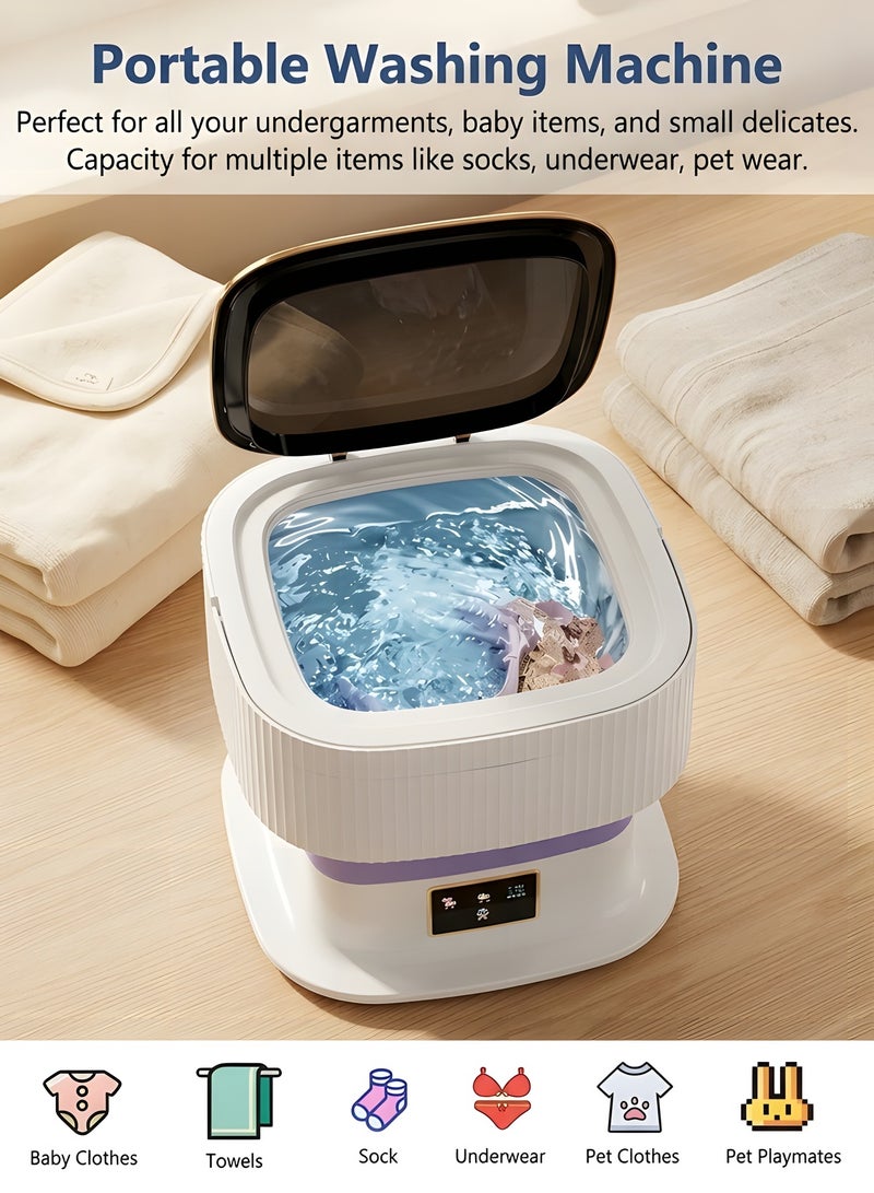 بيوينتي غسالة صغيرة محمولة مع مجفّ - سعة 11.5 لتر - غسالة قابلة للطي للمنازل، السكن الجامعي، الفنادق، السفر والتخييم (بنفسجي) - Image 3