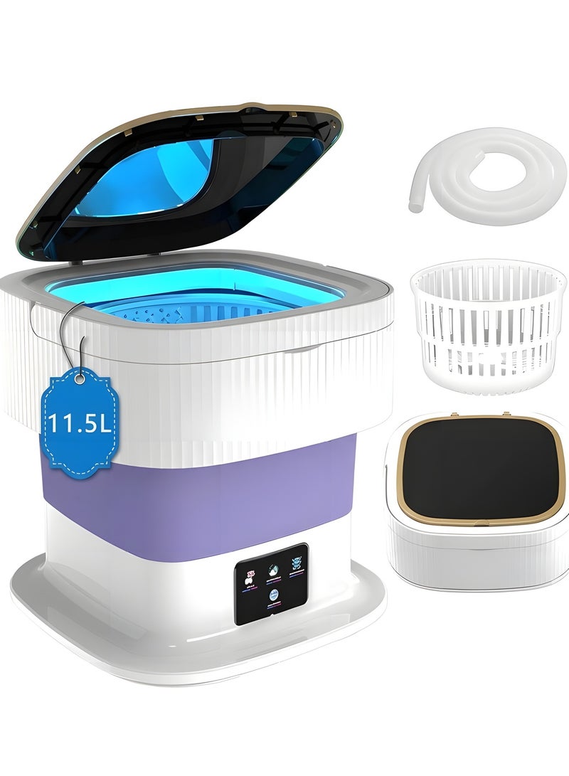 بيوينتي غسالة صغيرة محمولة مع مجفّ - سعة 11.5 لتر - غسالة قابلة للطي للمنازل، السكن الجامعي، الفنادق، السفر والتخييم (بنفسجي) - Image 1