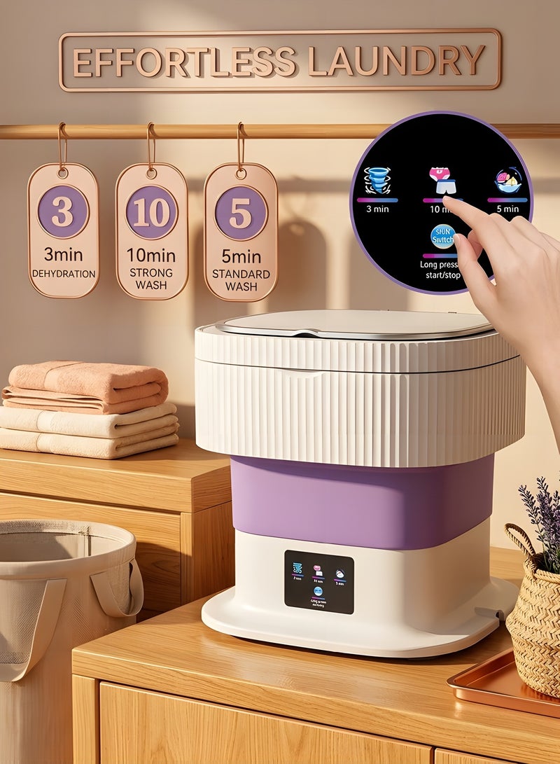 بيوينتي غسالة صغيرة محمولة مع مجفّ - سعة 11.5 لتر - غسالة قابلة للطي للمنازل، السكن الجامعي، الفنادق، السفر والتخييم (بنفسجي) - Image 4