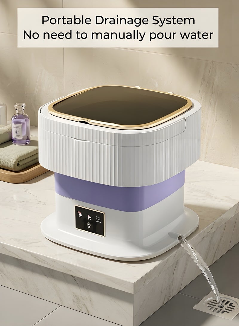 بيوينتي غسالة صغيرة محمولة مع مجفّ - سعة 11.5 لتر - غسالة قابلة للطي للمنازل، السكن الجامعي، الفنادق، السفر والتخييم (بنفسجي) - Image 5