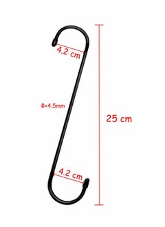 KASTWAVE 6 Pack Extra Long S Hooks 10 inch X-Large S Shaped Hooks Heavy Duty Black Hooks for Hanging Plant, Hooks for Closet, Flower, Basket, Patio, Indoor and Outdoor Uses (6 Pack, 10 inches)  - Image 2