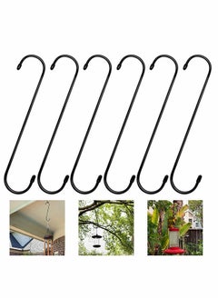 KASTWAVE 6 Pack Extra Long S Hooks 10 inch X-Large S Shaped Hooks Heavy Duty Black Hooks for Hanging Plant, Hooks for Closet, Flower, Basket, Patio, Indoor and Outdoor Uses (6 Pack, 10 inches)  - Image 1