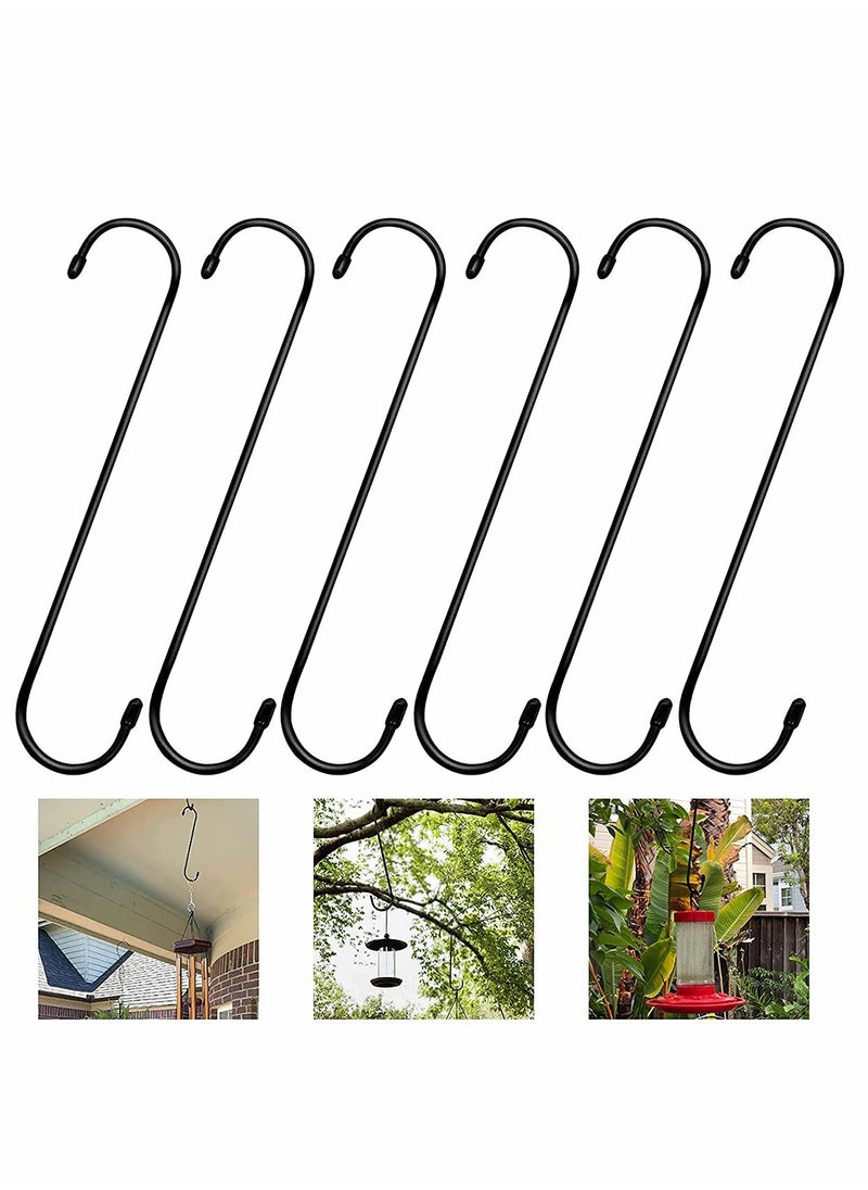 KASTWAVE 6 Pack Extra Long S Hooks 10 inch X-Large S Shaped Hooks Heavy Duty Black Hooks for Hanging Plant, Hooks for Closet, Flower, Basket, Patio, Indoor and Outdoor Uses (6 Pack, 10 inches)  - Image 1