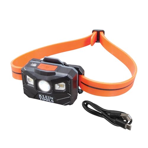 Klein Tools 56064 Rechargeable AutoOff LED Headlamp Silicone Strap 400 lms AllDay Runtime for Work Running Outdoor Hiking Camping