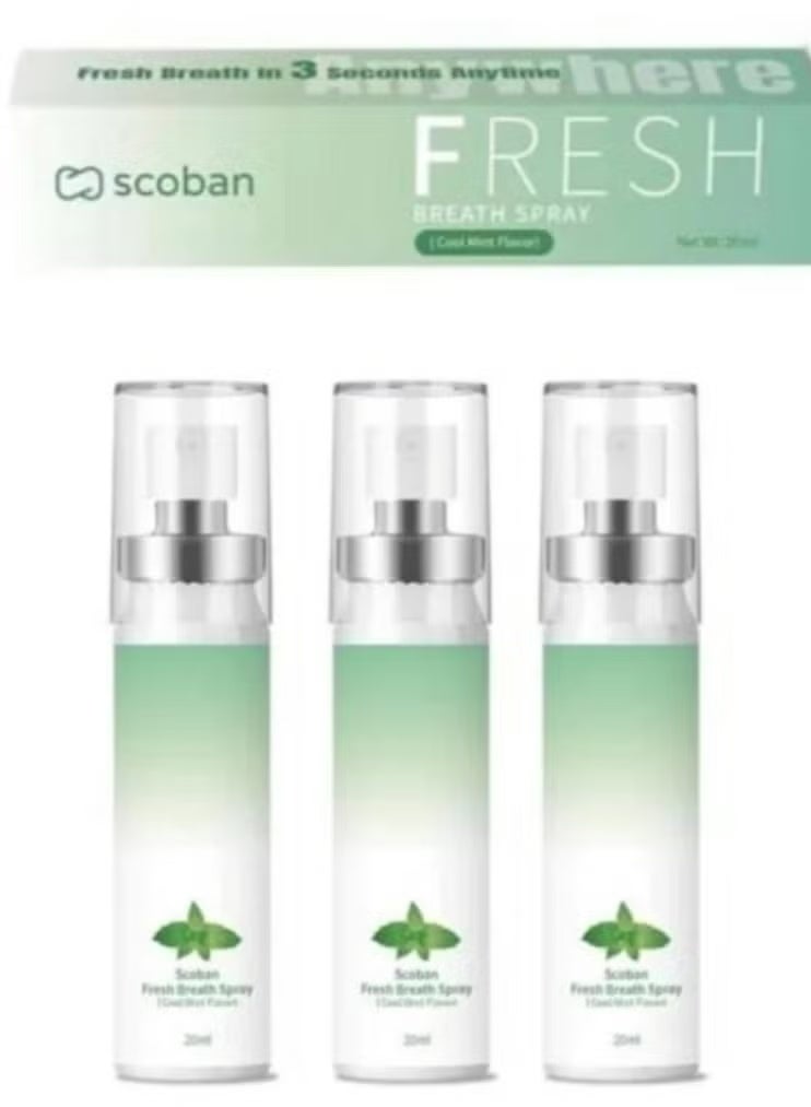 Scopan Breath Freshener Spray, Cool Mint Flavor, 3 Pieces, 20 ml