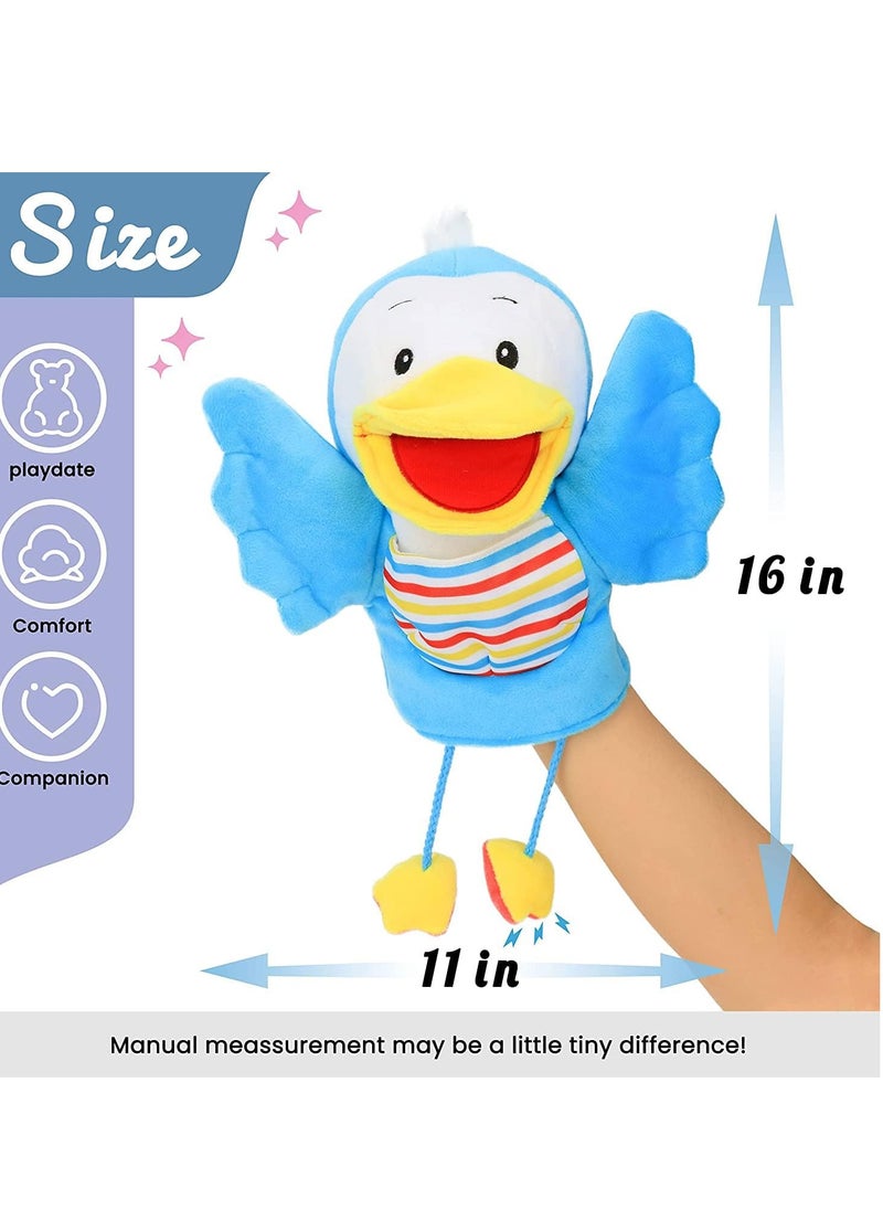 SYOSI - Plush Bird Hand Puppet with Open Movable Mouth for Imaginative Play Role Interactive Toy for Storytelling Teaching Theater Gift - Image 1