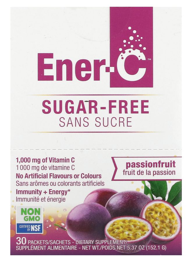 Ener-C Vitamin C Multivitamin Drink Mix Sugar Free Passion Fruit 1000 mg 30 Packets 0.2 oz (5.07 g) Each 