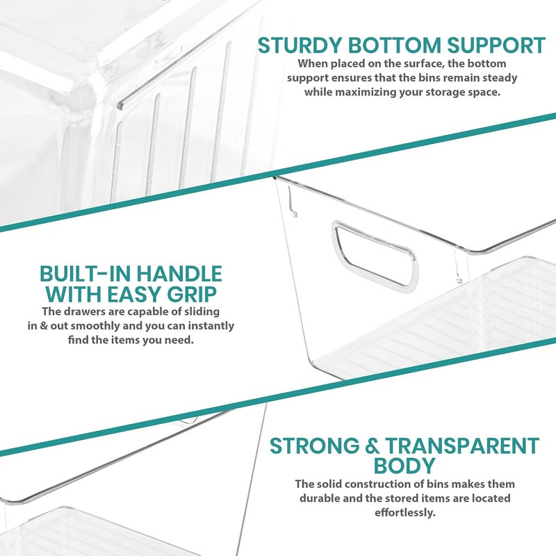 Utopia Kitchen Clear Organizer or Storage Bins - 4 Pack Pantry Organizers and Storage Bins - Extra Large Clear Storage Containers for Organizing Fridge, Kitchen Organization - Image 3