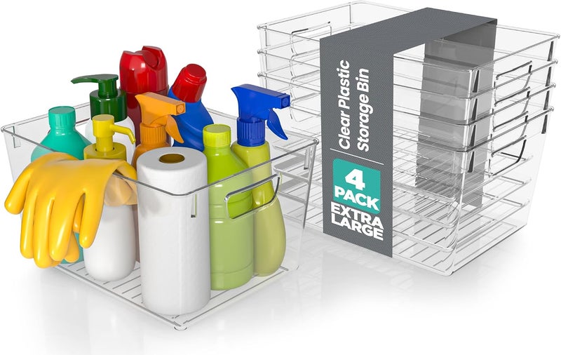 Utopia Kitchen Clear Organizer or Storage Bins - 4 Pack Pantry Organizers and Storage Bins - Extra Large Clear Storage Containers for Organizing Fridge, Kitchen Organization - Image 1