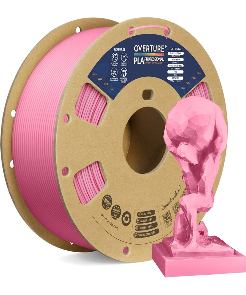 OVERTURE PLA Plus PLA Filament 175mm Stronger More Durable Professional Toughness 3D Printer Filament 1kg 22lbs High Precision 002mm TangleFree Pink