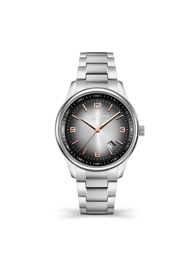 كينيث كول نيو يورك Modern Classic Black Dial Stainless Steel Bracelet Analog Watch for Men