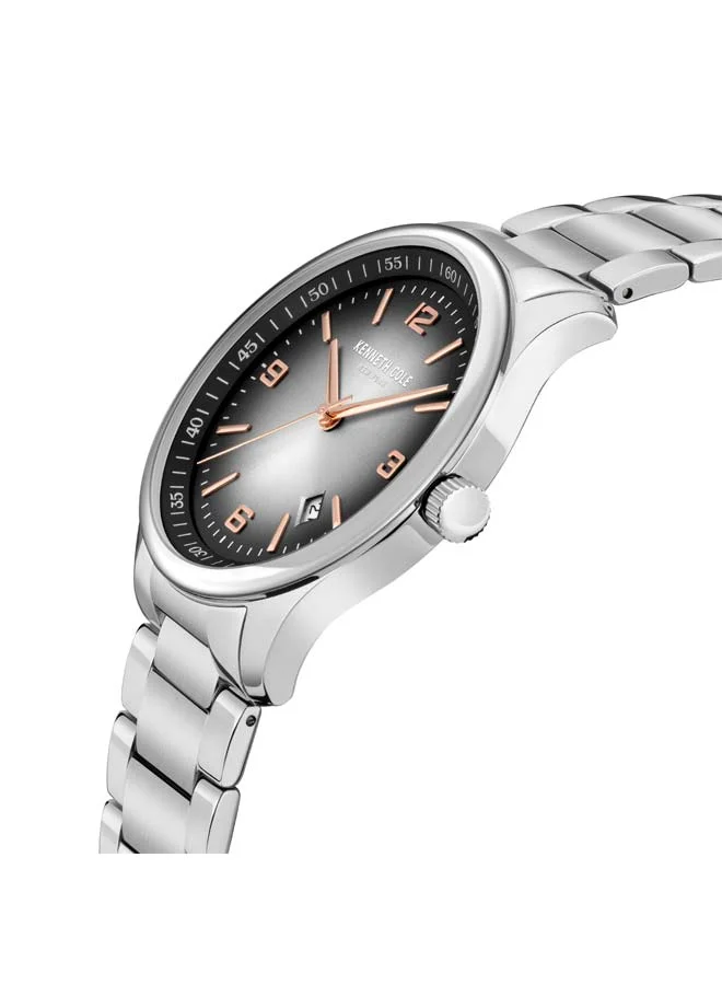 كينيث كول نيو يورك Modern Classic Black Dial Stainless Steel Bracelet Analog Watch for Men